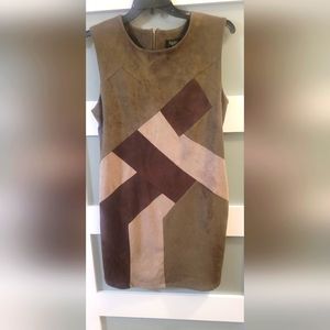 Mod Suede Mini Dress Zara Papillion Colorblock 70s y2k nwot
